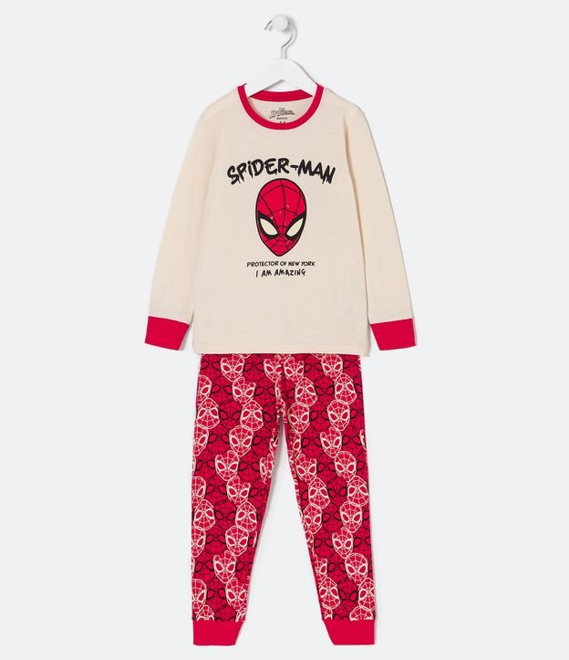 Pijama Largo Infantil Estampado Spider-Man - Talle 2 a 12 años Beige 1