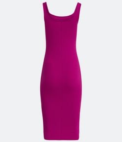 Vestido Midi Básico com Decote Quadrado