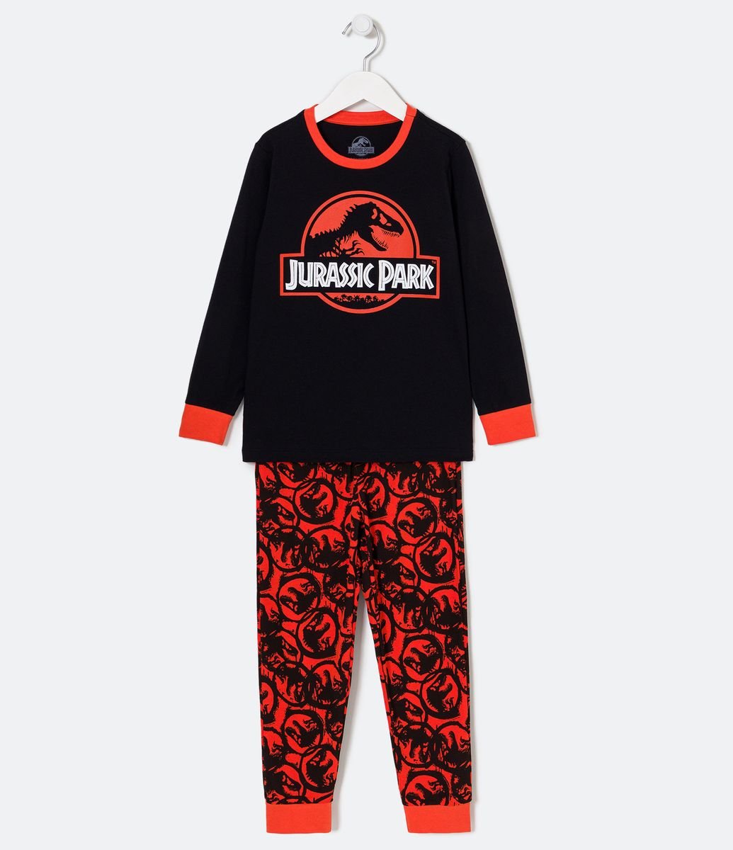 Pijama Largo Estampado Jurassic Park - Talle 5 a años Negro