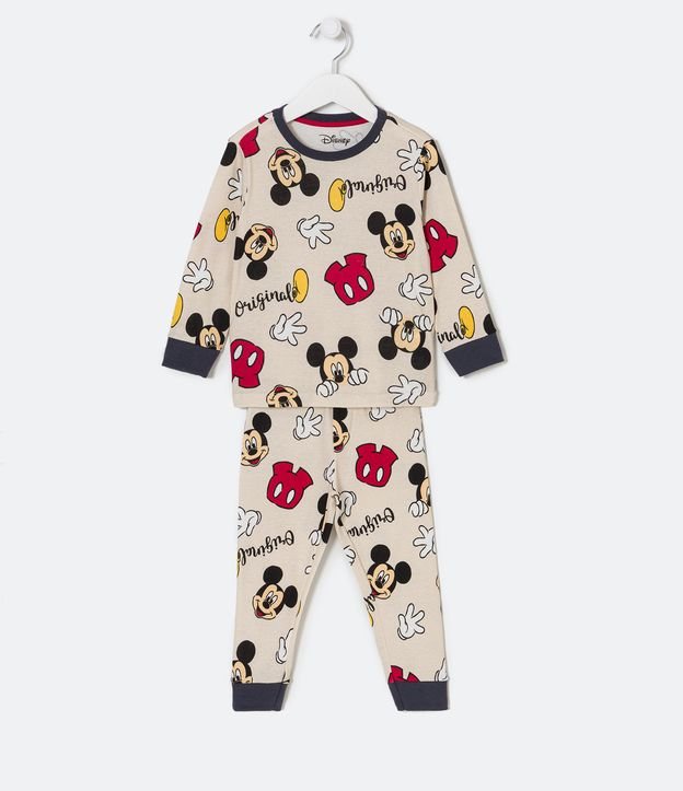 Pijama Largo Infantil Estampado Mickey - Talle 1 a 4 años Beige 1
