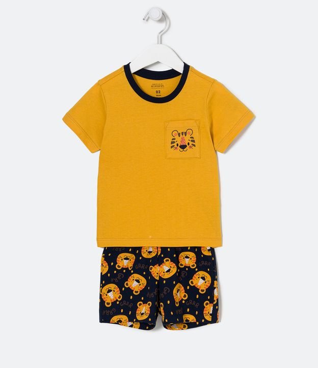 Pijama Curto Infantil Estampa Tigrinho - Tam 2 a 4 Anos