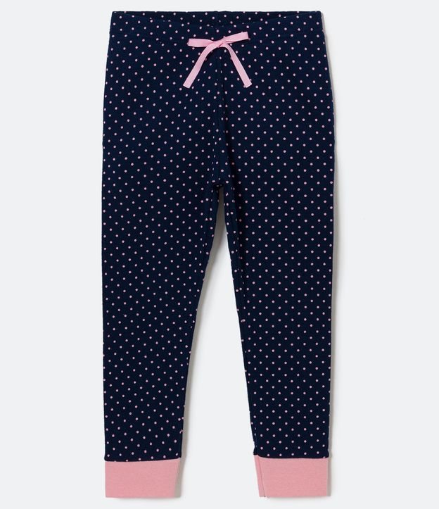 Pijama Largo Infantil Estampado de Lunares con Pequeño Bolsillo - Talle 1 a 4 años Azul 3