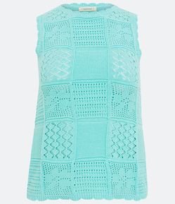 Blusa sem Manga em Crochê com Texturas Diferentes