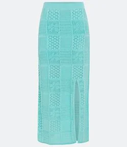 Saia Midi em Crochê com Texturas Quadrados