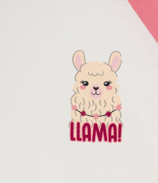 Pijama Largo Infantil con Estampado Llama - Talle 5 a 14 años Blanco Nieve 2