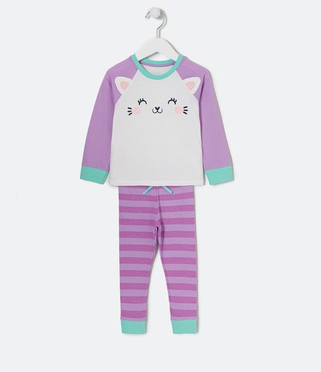 Pijama Longo Infantil Estampa Carinha de Coelho - Tam 1 a 4 Anos