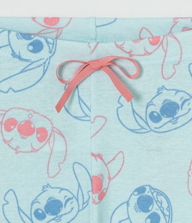 Pijama Largo Infantil con Estampado Stitch y Mangas Coloridas - Talle 4 a 14 años Blanco Nieve 4