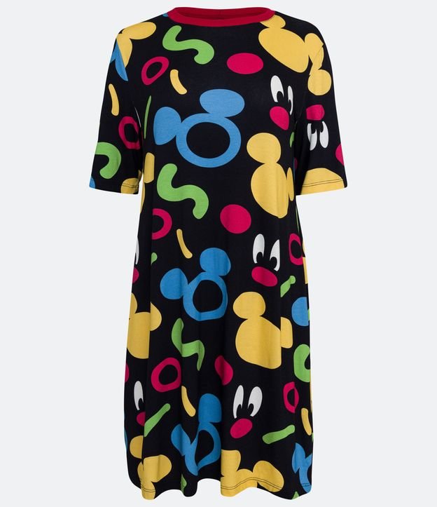 Camisón Corto en Viscolycra con Estampado Mickey Negro 4
