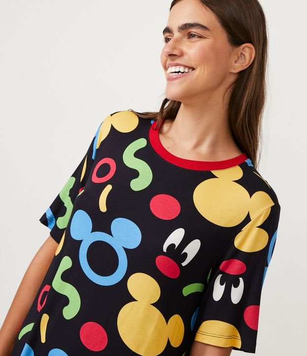 Camisón Corto en Viscolycra con Estampado Mickey Negro 3
