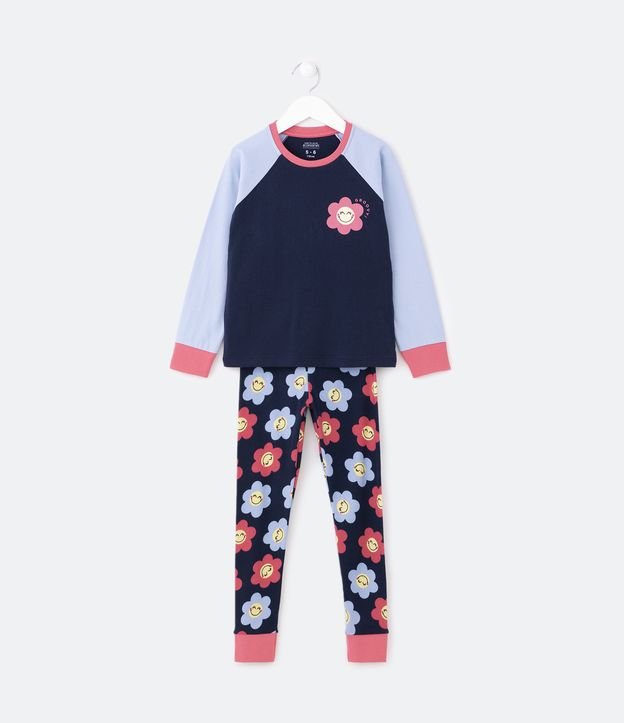 Pijama Longo Infantil com Estampa de Margaridas - Tam 5 a 14 Anos