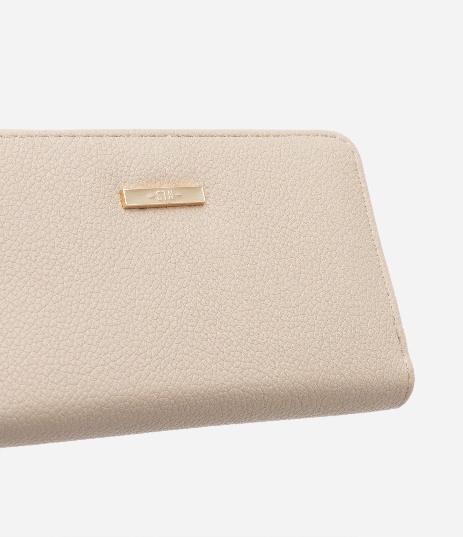 Carteira Pequena Sem Estampa com Alça de Mão Bege Claro 4