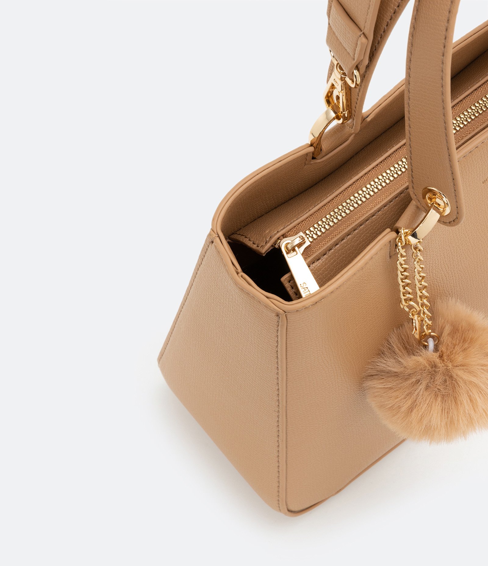 Bolsa Transversal Satchel com Alça de Mão com Pompom 3