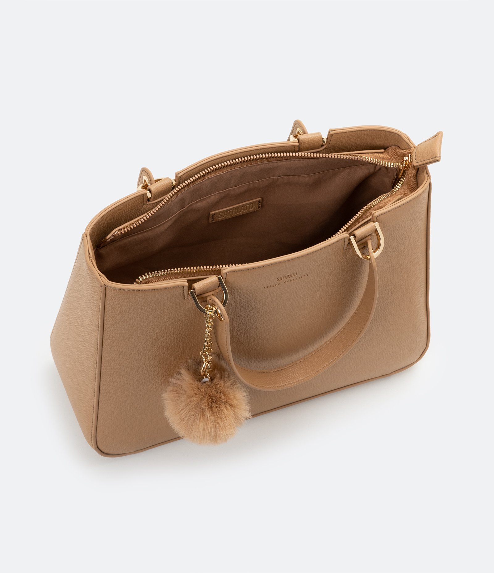 Bolsa Transversal Satchel com Alça de Mão com Pompom 6