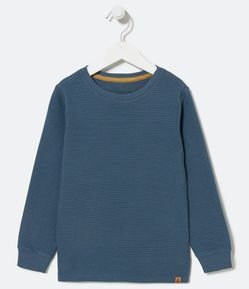 Camiseta Básica Infantil com Punhos e Textura - Tam 5 a 14 Anos