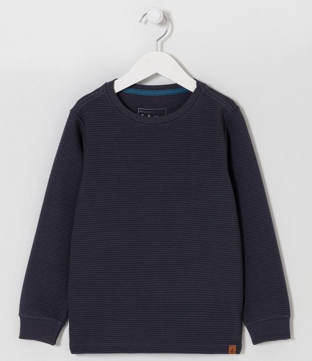 Camiseta Básica Infantil com Punhos e Textura - Tam 5 a 14 Anos