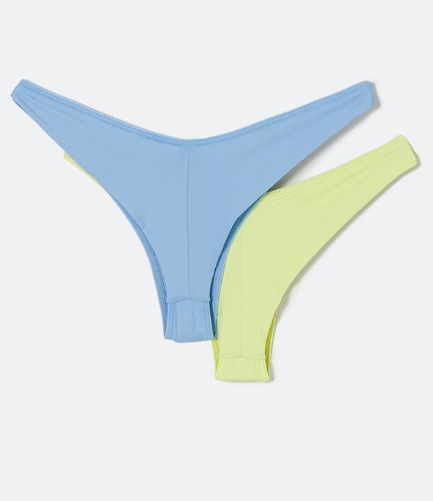 Kit 02 Bombachas Bikini Tanga en Microfibra con Lazo Pequeño Azul/Verde 2