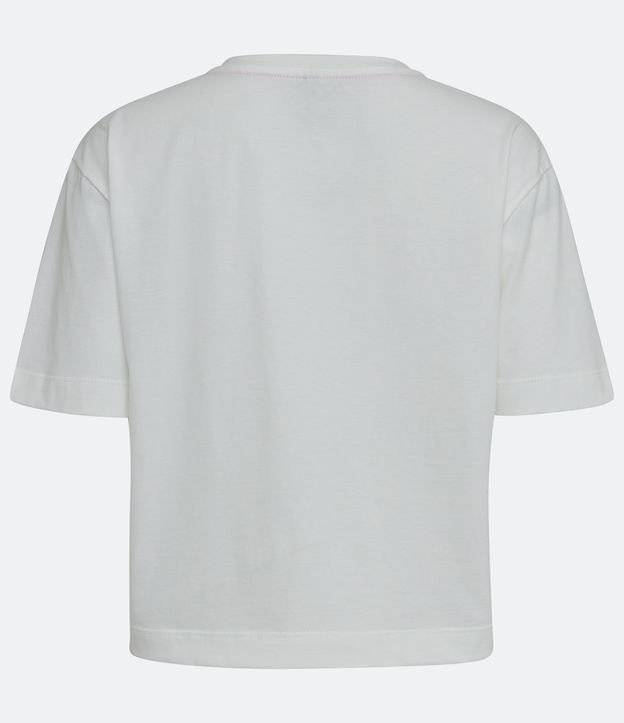 Blusa en Algodón con Manga Corta y Bordados de Pájaros Blanco 6