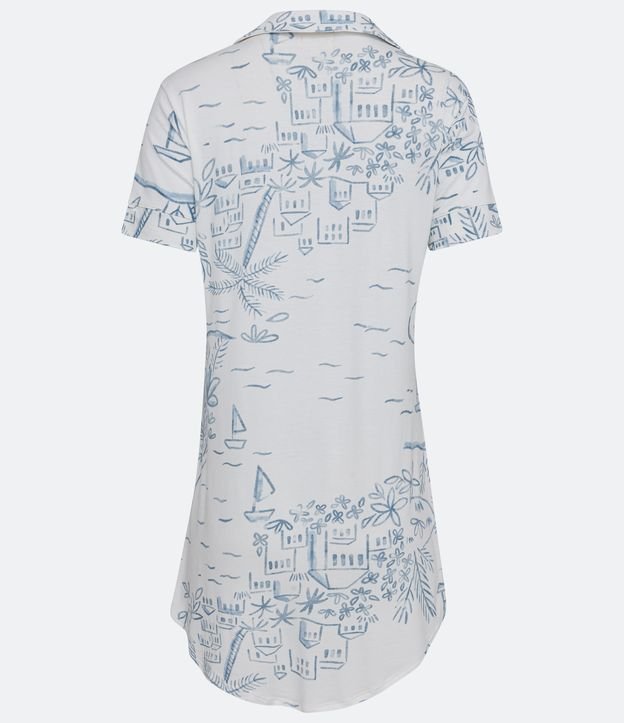 Camisón Corto en Viscolycra con Estampado Paisaje Blanco 5