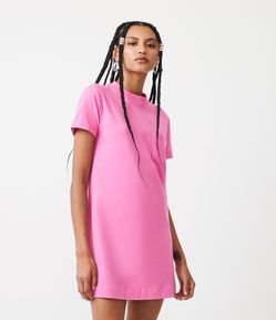 Vestido T-Shirt Básico em Meia Malha com Bolsinho Frontal