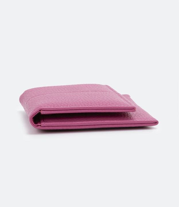 Billetera Plegable Pequeña con Pespunto Rosado 3