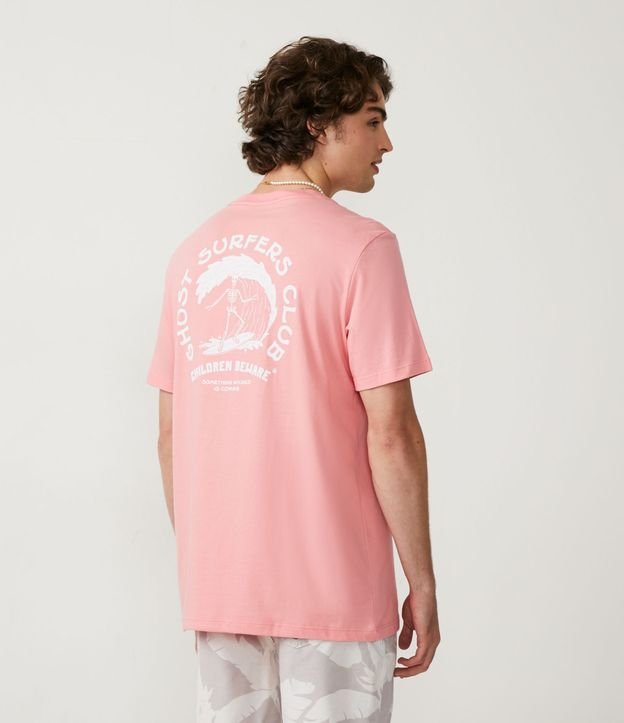 Camiseta Regular com Estampa de Lettering Rosa 3