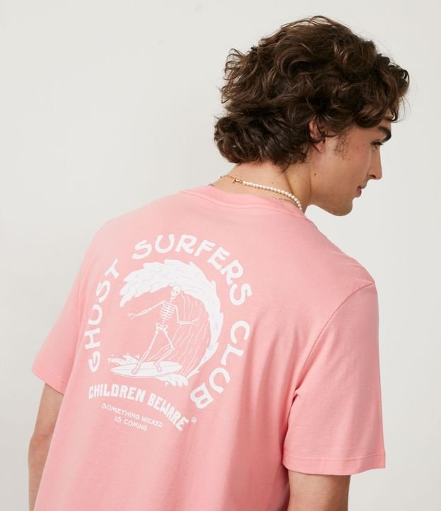 Camiseta Regular com Estampa de Lettering Rosa 5