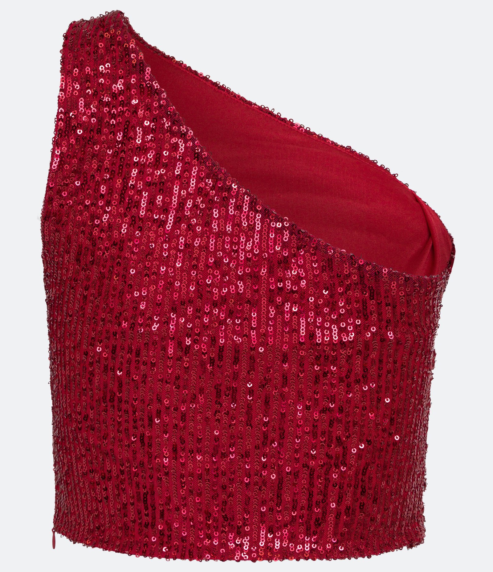 Blusa Cropped em Paetê com Decote Ombro Só Vermelho 6