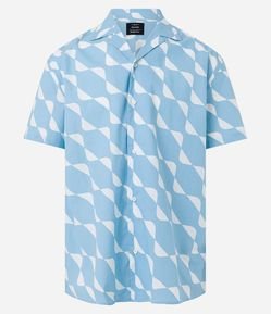 Camisa Relaxed em Tricoline com Estampa Geométrica