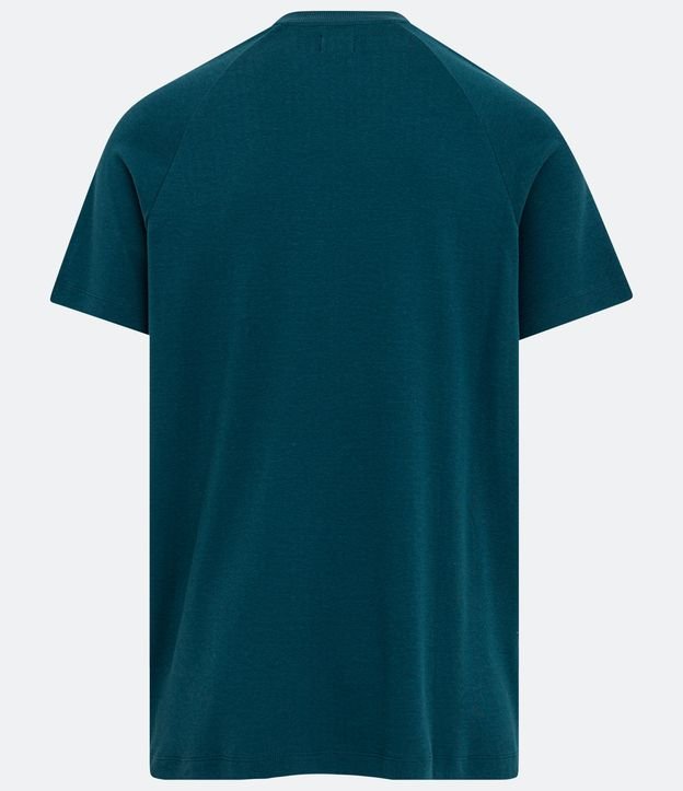 Camiseta Comfort em Algodão com Costura Aparente e Cava Raglan Azul Água 6