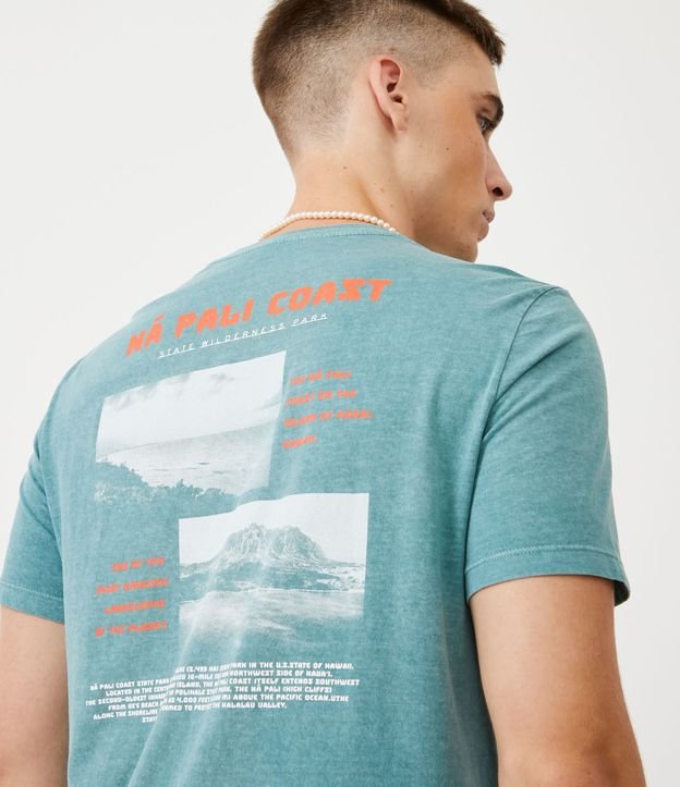 Remera Regular en Algodón con Estampado Nã Pali Coast Azul 1