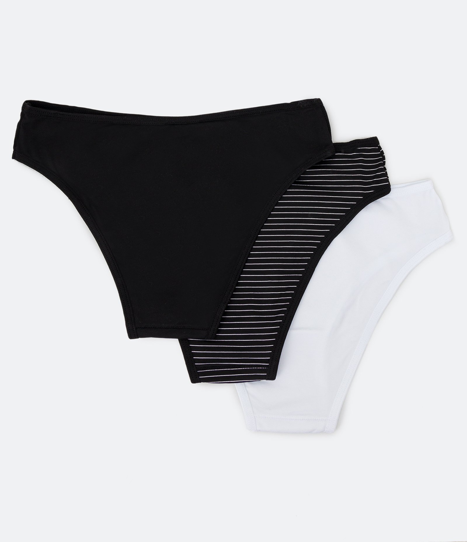 Kit 03 Calcinhas Biquíni em Microfibra DelRio Preto/ Branco 2