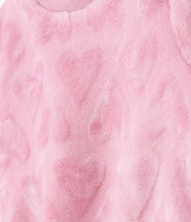 Conjunto Infantil em Fleece com Textura em Relevo de Corações - Tam 0 a 18 meses Rosa 4
