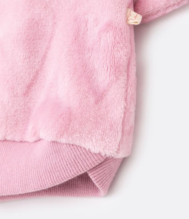 Conjunto Infantil em Fleece com Textura em Relevo de Corações - Tam 0 a 18 meses Rosa 6