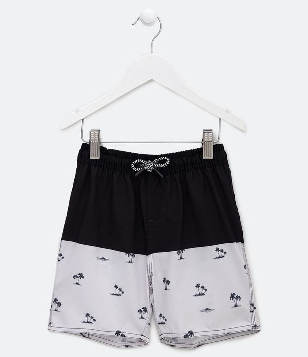 Bermuda Infantil con Estampado de Cocoteros y Bloques de Colores - Talle 5 a 14 años Negro 1