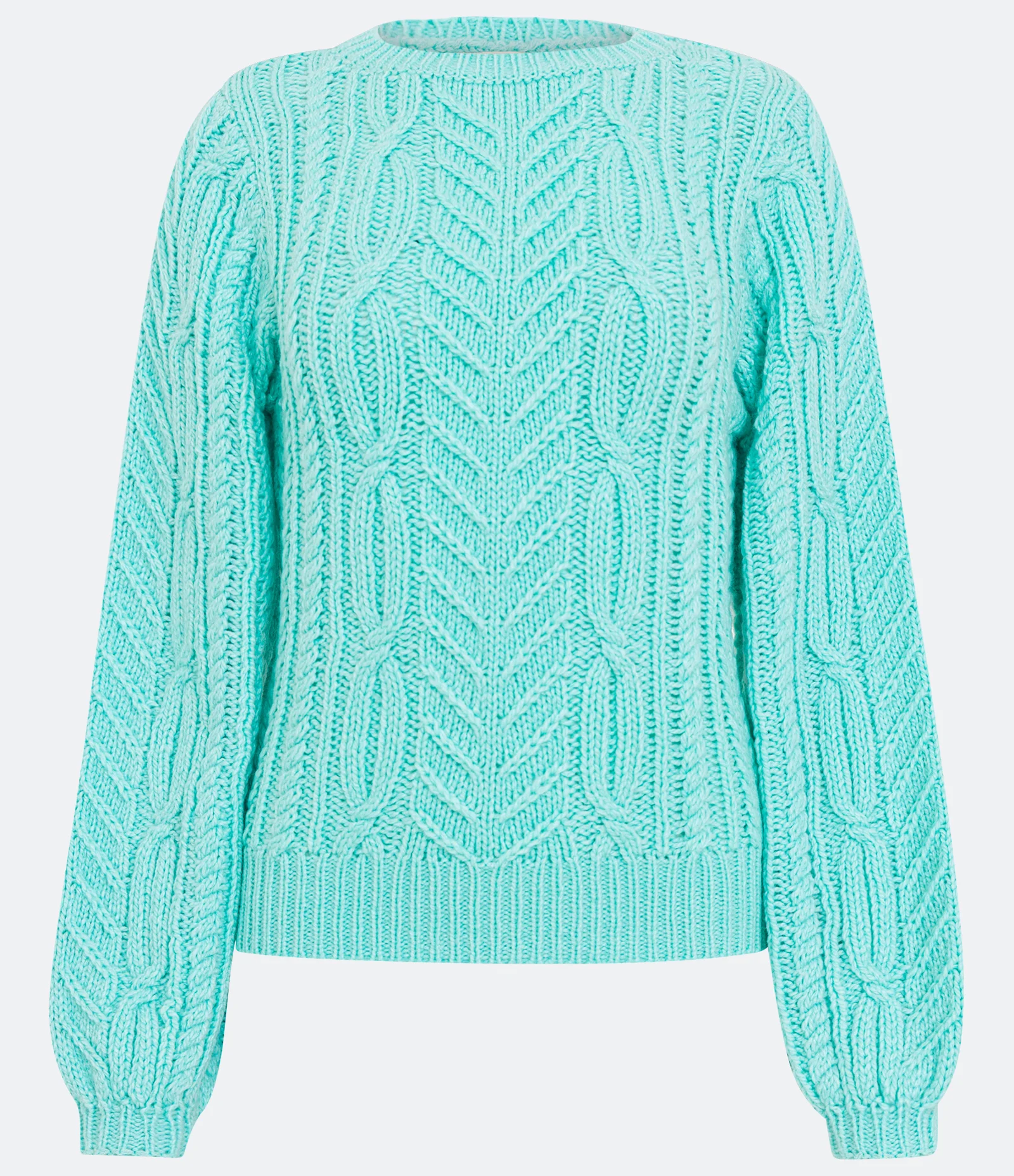 Suéter em Tricô com Manga Bufante e Texturas Azul 1