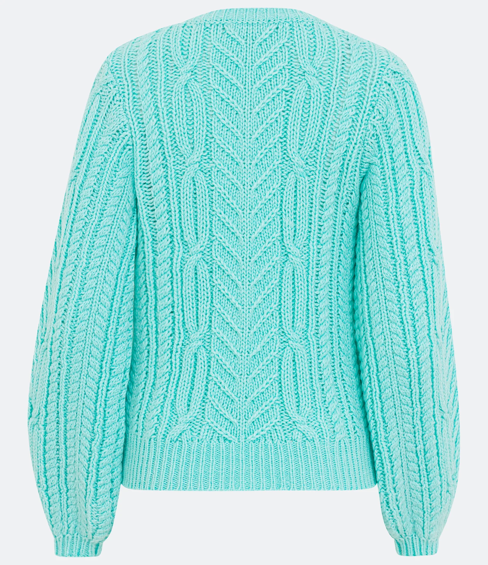 Suéter em Tricô com Manga Bufante e Texturas Azul 2