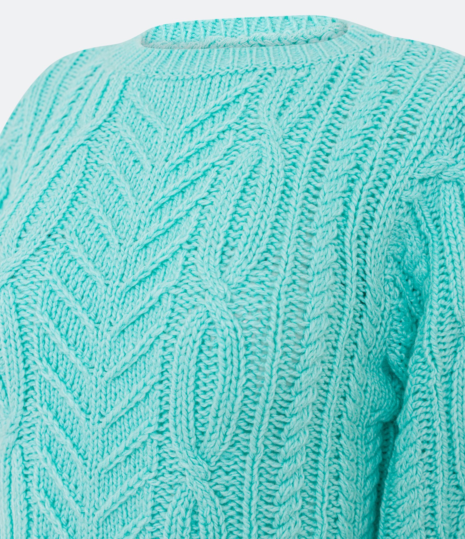 Suéter em Tricô com Manga Bufante e Texturas Azul 3