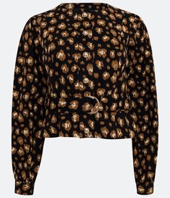 Jaqueta com Manga Bufante e Estampa Animal Print Onça