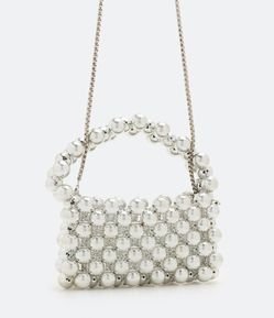 Bolsa Pequena com Bolinhas Metálicas e Alça de Mão