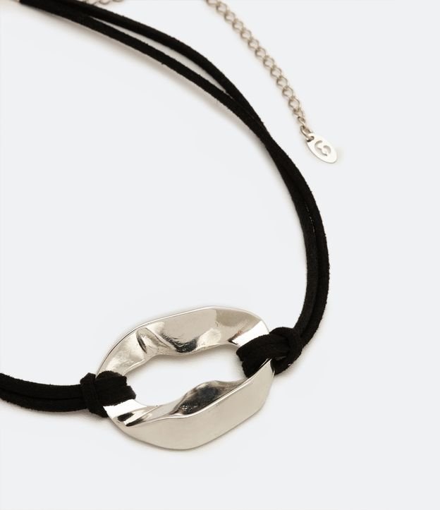 Gargantilla de Cordón con Colgante de Mandala Irregular Negro 1