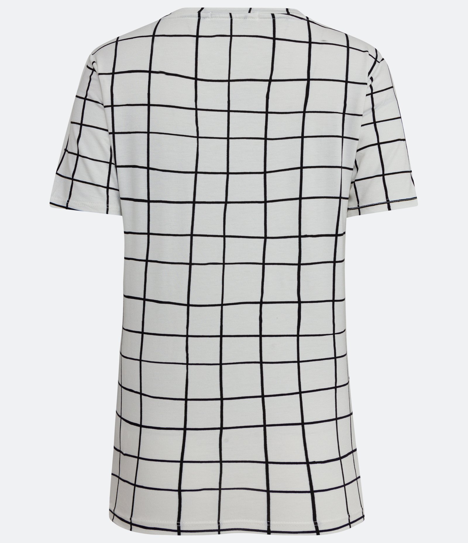 Blusa em Viscolycra com Estampa Xadrez Grid Branco 5