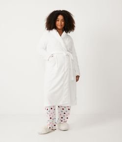 Robe Longo em Fleece com Textura Curve & Plus Size