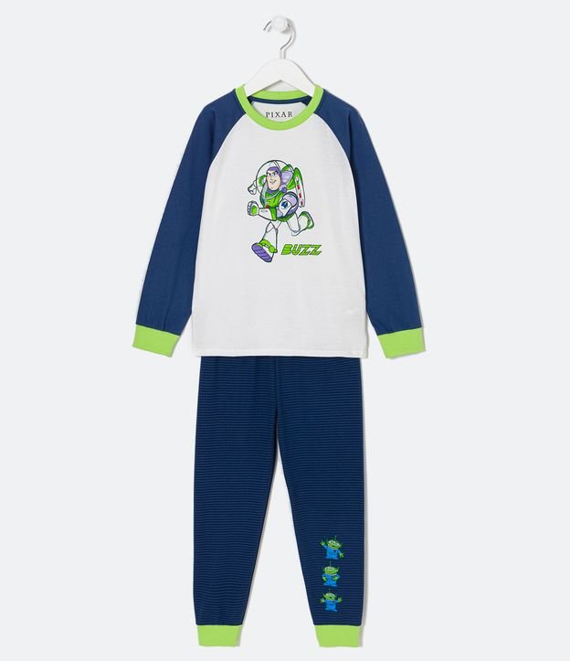 Pijama Largo Infantil Estampado Buzz Lightyear - Talle 2 a 8 años Blanco 1