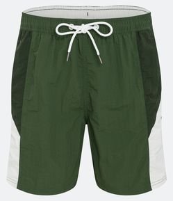 Bermuda de Banho com Cós Elástico e Recortes na Lateral