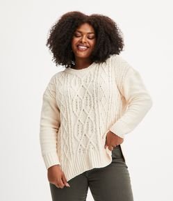Suéter em Chenille com Textura Trançada Curve & Plus Size