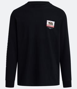 Camiseta Regular em Meia Malha com Estampa Urso California e Lettering