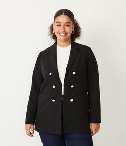 Blazer Alongado em Alfaiataria com Botões Diferenciados Curve & Plus Size