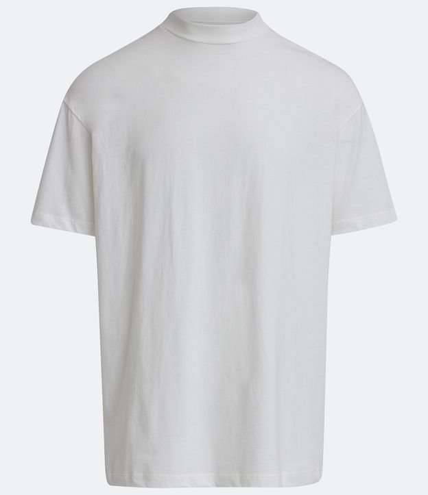Camiseta Relaxed em Algodão Peruano com Gola Média Branco 5