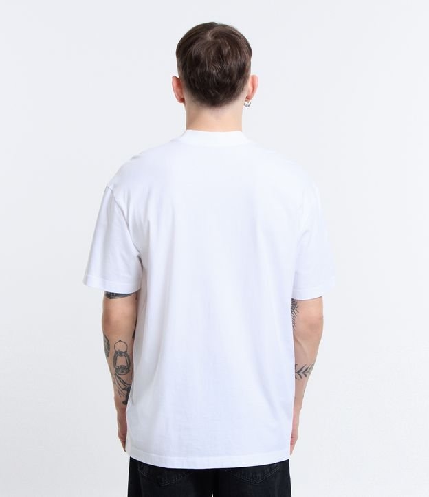 Camiseta Relaxed em Algodão Peruano com Gola Média Branco 3