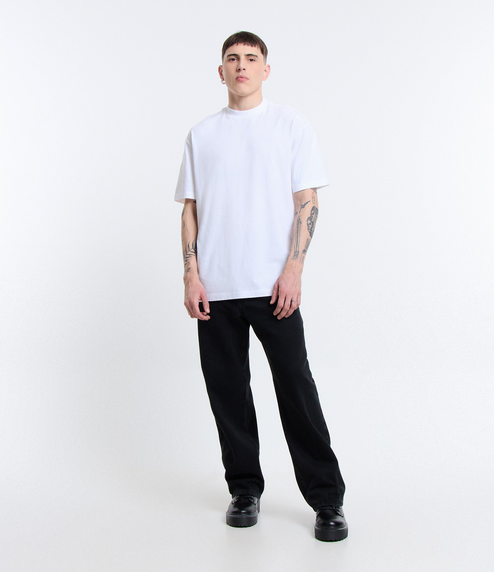 Camiseta Relaxed em Algodão Peruano com Gola Média Branco 2